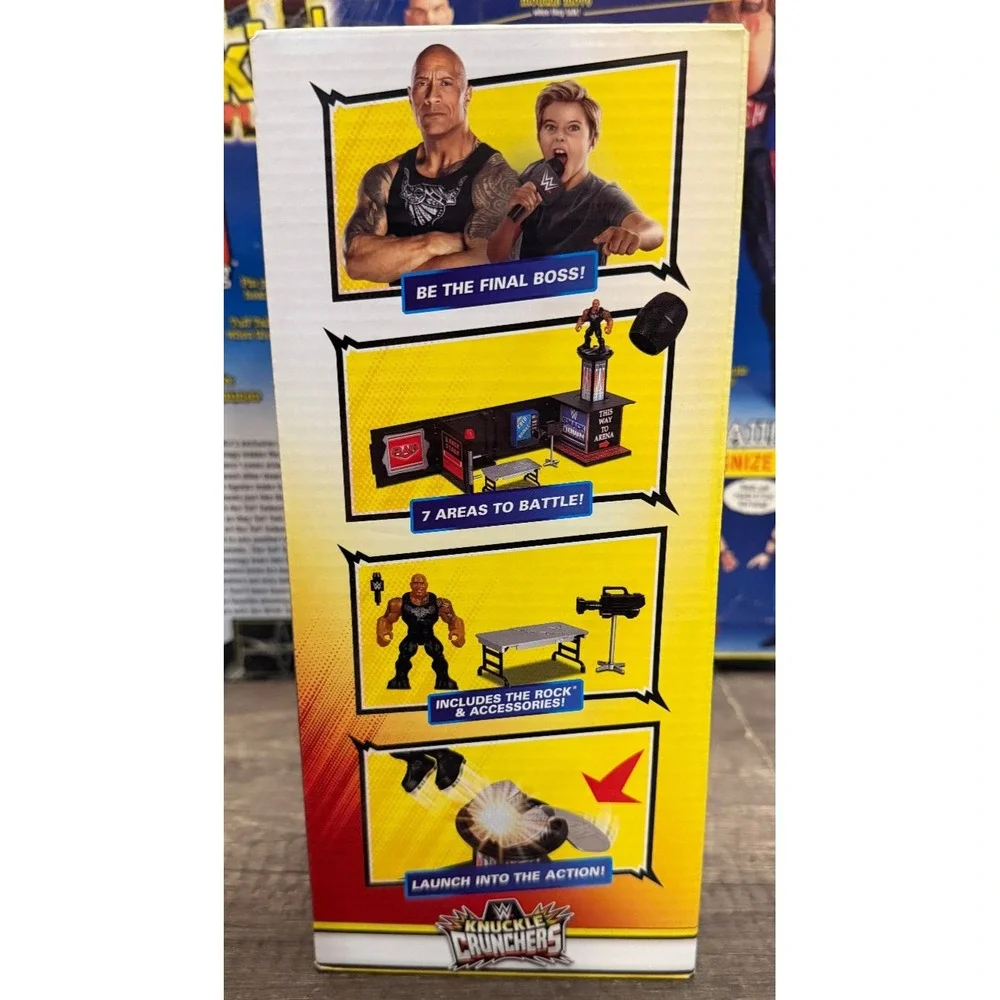 WWE Knuckle Crunchers Final Boss Microphone Playset The Rock Figure Mattel JFX07